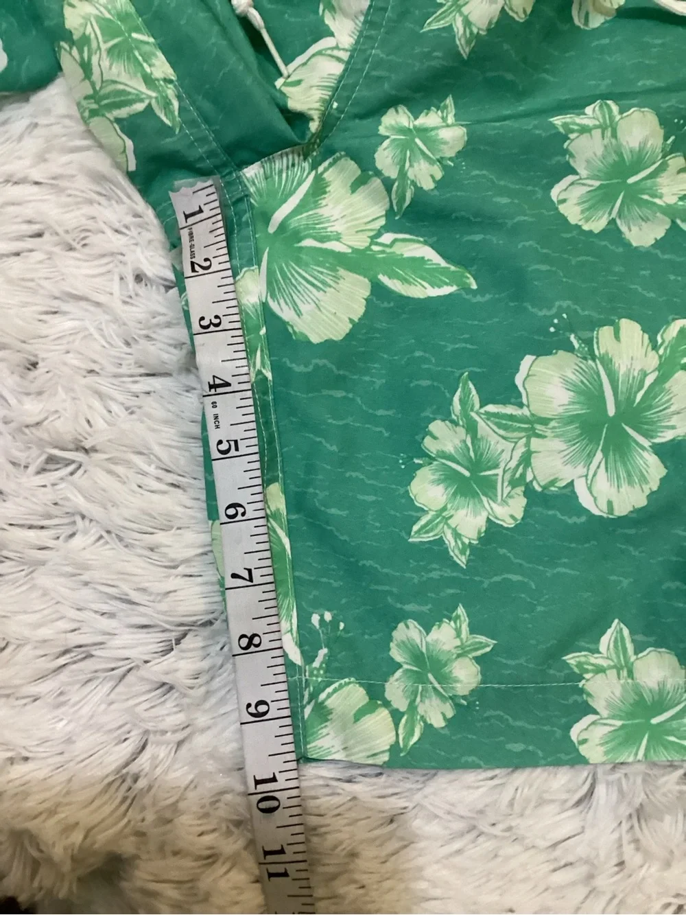 Chaps Men’s XL Green & White Hibiscus Floral Swim Trunks Board Shorts